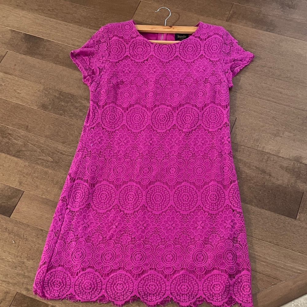 Laundry By Shelli Segal Fuchsia Lace Midi Dress